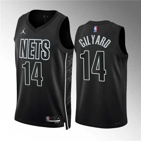 Men's Brooklyn Nets #14 Jacob Gilyard Black Draft Statement Edition Stitched Basketball Jersey Dzhi